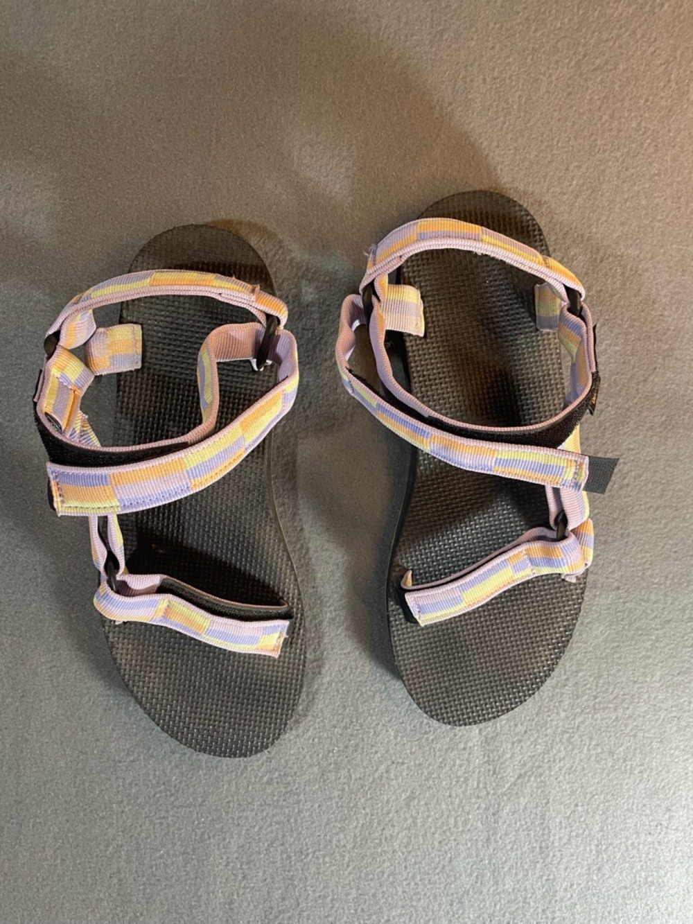 Teva Pastel Striped Strap Sandal in Lavender, Yellow and Black